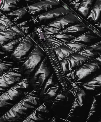 BŁYSZCZĄCA KURTKA DAMSKA CZARNA (6380)