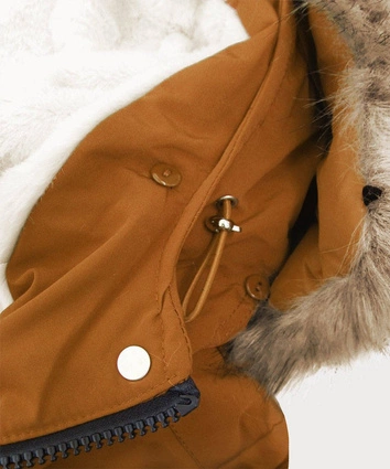 DAMSKA PARKA ZIMOWA NA MISIU KARMELOWA (W378BIG)