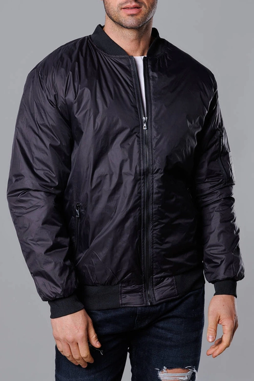 Męska kurtka bomberka z pikowaną podszewką czarno-czerwona (AK95-1A)