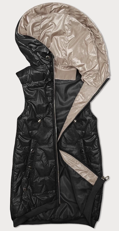 Bezrękawnik damski ze ściągaczem na dole S'West czarny (B8240/B8342-1)