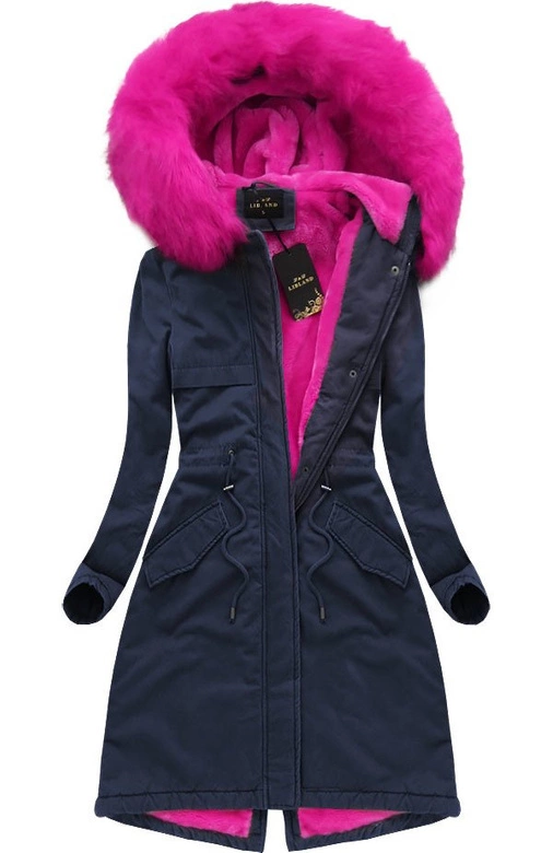 BAWEŁNIANA PARKA ZIMOWA GRANATOWO-AMARANTOWA (7611)