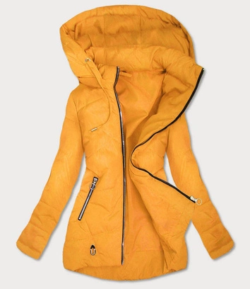 CIENKA KURTKA DAMSKA Z ASYMETRYCZNYM DOŁEM ŻÓŁTA (B9531)