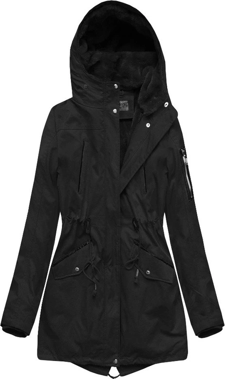 PARKA Z PODPINKĄ CZARNA (B2635)