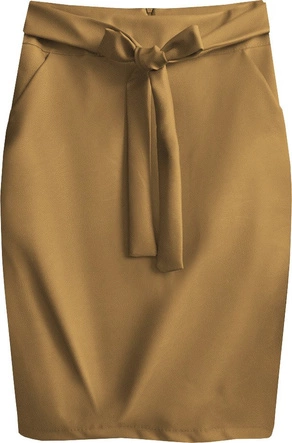 OŁÓWKOWA SPÓDNICA Z EKOSKÓRY JASNOBRĄZOWA (528ART)