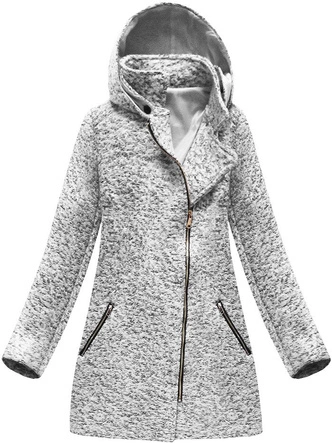 PŁASZCZ Z ASYMETRYCZNYM ZAMKIEM BIAŁY MELANŻ (174ART)