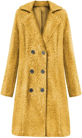 DWURZĘDOWY PŁASZCZ BARANEK MUSZTARDOWY (18760)