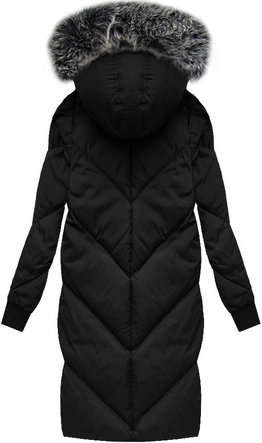 PŁASZCZ DAMSKI ZIMOWY Z PUCHEM NATURALNYM CZARNY (7091)