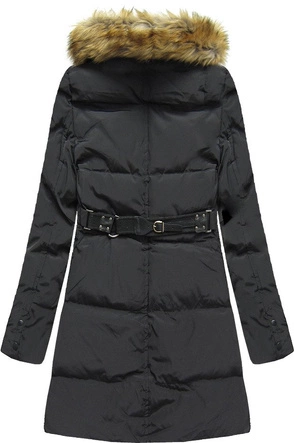 PIKOWANA KURTKA Z PUCHEM NATURALNYM CZARNA (X1296X)