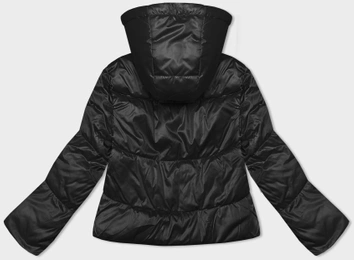 Krótka kurtka damska z odpinanym kapturem S'West czarna (B8228-1)