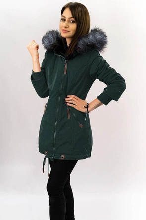 Wodoodporna parka damska zielono-szara (m-923)