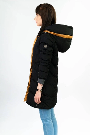 PIKOWANA DAMSKA KURTKA ZIMOWA Z KAPTUREM CZARNA 2 (M-123)