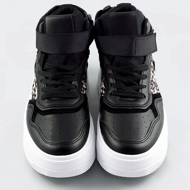 Wysokie sneakersy na grubej podeszwie czarne (ad-429)