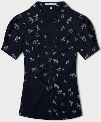 Bluzka z kołnierzykiem zebry granatowa (AWY2011D)