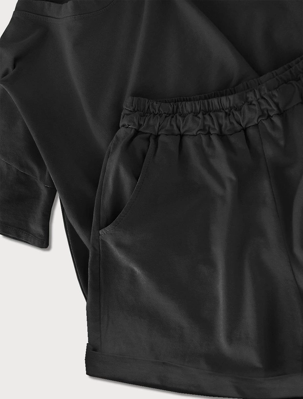 DRES SPORTOWY DAMSKI BLUZA I SZORTY CZARNY (608ART)