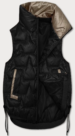 Krótki bezrękawnik damski ze ściąganymi bokami S'West czarny (B8358-1)