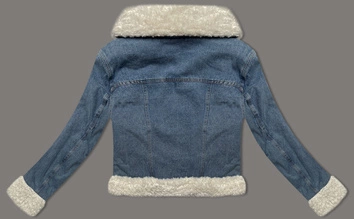 Jeansowa kurtka na podszewce typu baranek J Style niebieski/ecru (11Z8217)