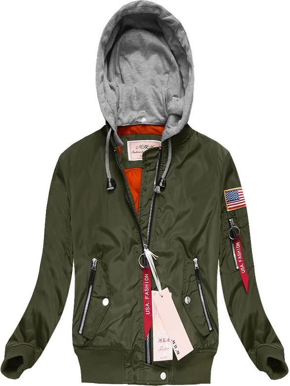 KURTKA BOMBER Z KAPTUREM KHAKI (XW560X)
