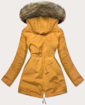 Ciepła kurtka zimowa damska żółto-beżowa (w559)