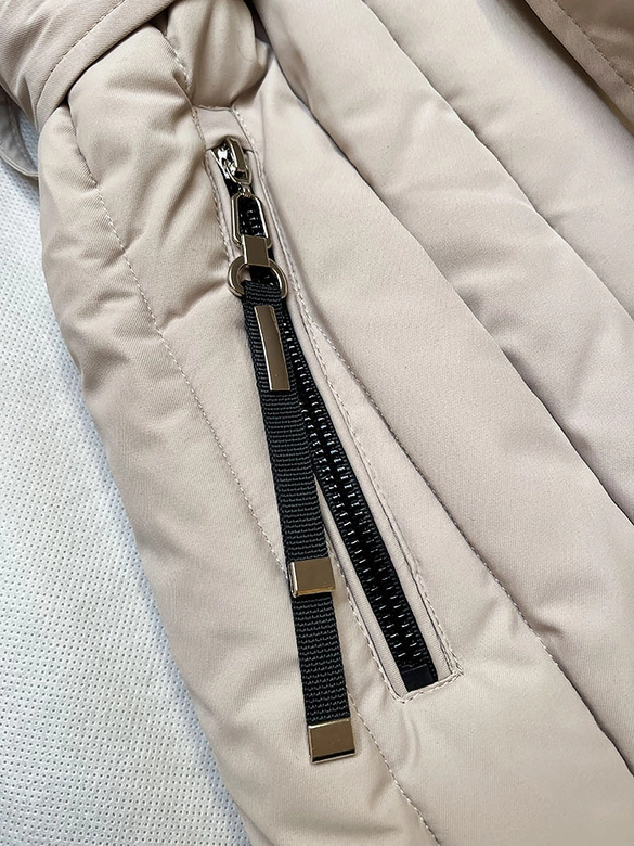 Damska kurtka zimowa z ozdobnym pikowaniem S'west jasnobeżowa (B8307-46)