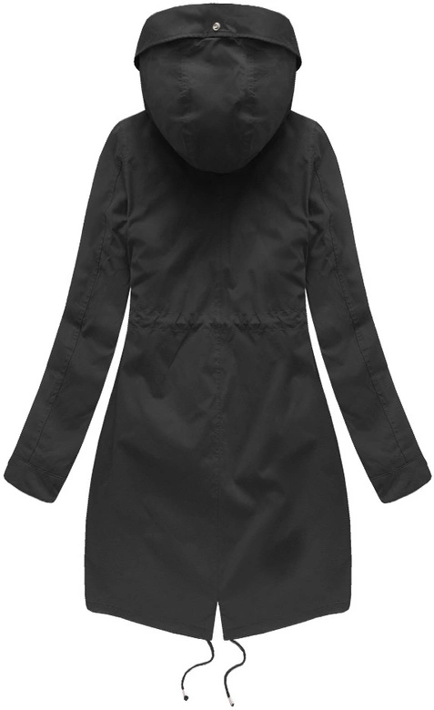 Zimowa damska parka z podpinką i kapturem czarna (7626BIG)