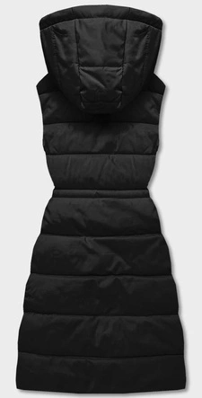 Puchowy bezrękawnik damski z kapturem czarny (CAN-860)