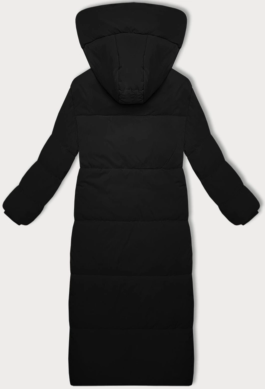 Długa kurtka płaszcz o prostym kroju czarna (WD202229)