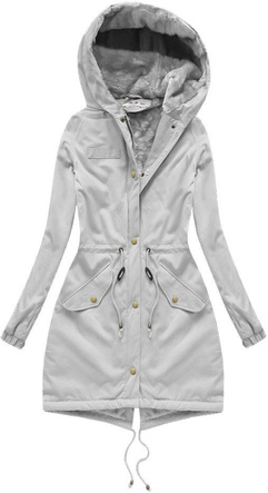 BAWEŁNIANA PARKA Z FUTREM SZARA (K720)