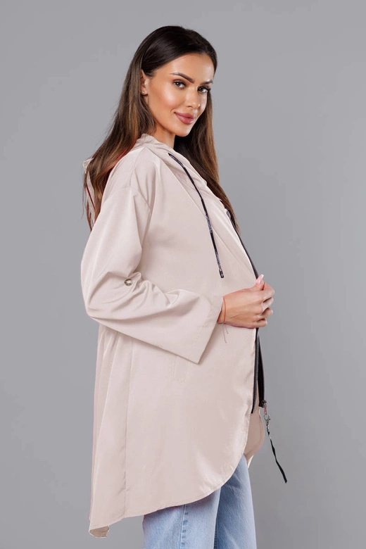 Cienka asymetryczna narzutka damska jasny beż (B8117-46)