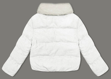 Sztruksowa kurtka damska z wysoką stójką J Style biała (5M3230-281)