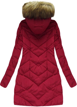 PIKOWANA KURTKA Z KAPTUREM BORDOWA (XW717X)