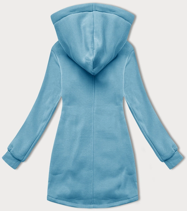 Rozpinana bluza damska z łączonych materiałów LHD błękitna (AMG-165)