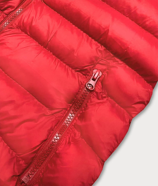 Krótka kamizelka pikowana damska czerwona (23077-270)