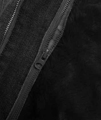 Krótka damska kurtka jeansowa na futrzanej podpince S'West czarna (B8047-101)