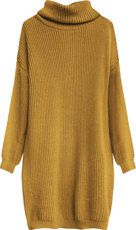 SWETERKOWA SUKIENKA OVERSIZE ŻÓŁTA (473ART)