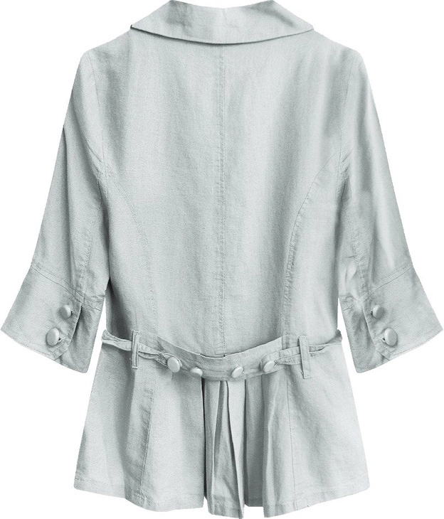 WEŁNIANY ŻAKIET Z KRÓTKIM RĘKAWEM SZARY (X1021X)