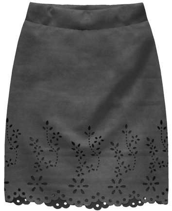 ZAMSZOWA SPÓDNICA Z AŻUROWYM DOŁEM CIEMNOSZARA (3070)