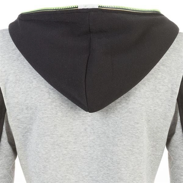 GRUBA BLUZA Z KAPTUREM SZARO-CZARNA (AY702)