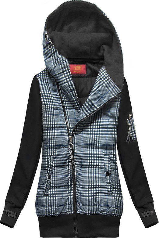 Bluza z łączonych materiałów granatowo-czarna (AMG-611A)