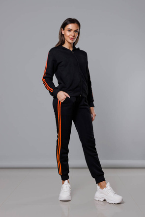 Dres damski z lampasami czarny-pomarańczowy (KK0057)