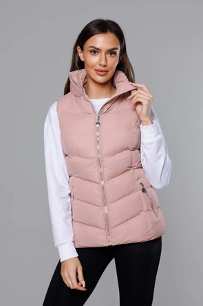 Puchowy bezrękawnik damski różowy (5M719-46)