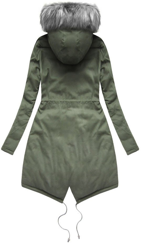 DWUSTRONNA PARKA Z KAPTUREM KHAKI-SZARA (K772)