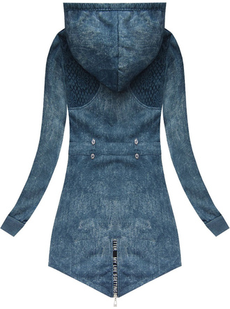 BLUZA Z KORONKĄ I KAPTUREM NIEBIESKA 2/5 (J77218)