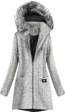 KRÓTKI DAMSKI PŁASZCZ Z KAPTUREM ECRU (516ART)