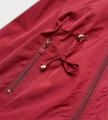 KURTKA DAMSKA TYPU 2W1 BORDO-KROPKI (R8893)
