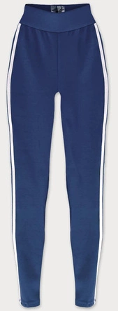 Bawełniane legginsy damskie z lampasami granatowe (yw06038)