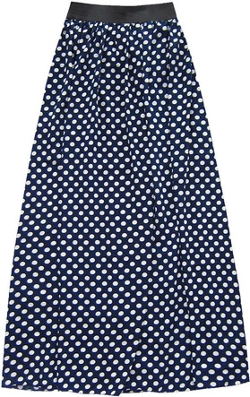 SPÓDNICA MAXI W GROCHY GRANATOWA (102ART)