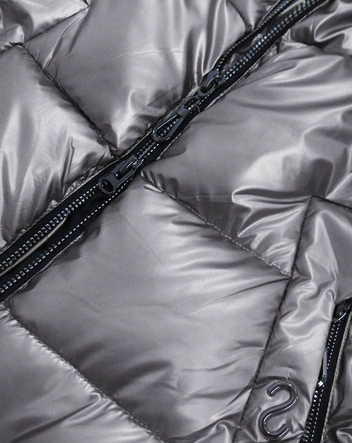 TRAPEZOWA ZIMOWA KURTKA DAMSKA SZARA (B9559-70)