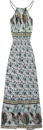 WZORZYSTA SUKIENKA MAXI BIAŁO-ZIELONA (2636)