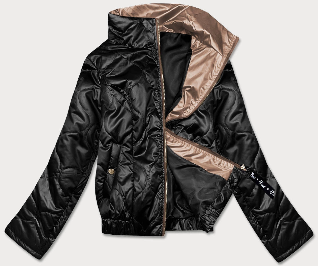 KRÓTKA KURTKA DAMSKA ZE STÓJKĄ CZARNA (B8122-1)