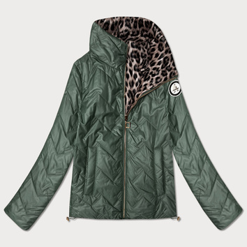 Dwustronna pikowana kurtka ze stójką Goodlookin khaki-panterka (B8579-11)